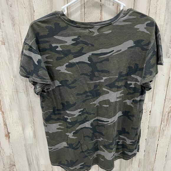 T.la Anthropologie Camo Cotton Modal Flutter Sleeve Short Sleeve Shirt Small - Picture 4 of 8